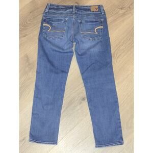 American Eagle Artist Crop Womens Blue Jeans Size 0 Regular Stretch Low Rise Y2K